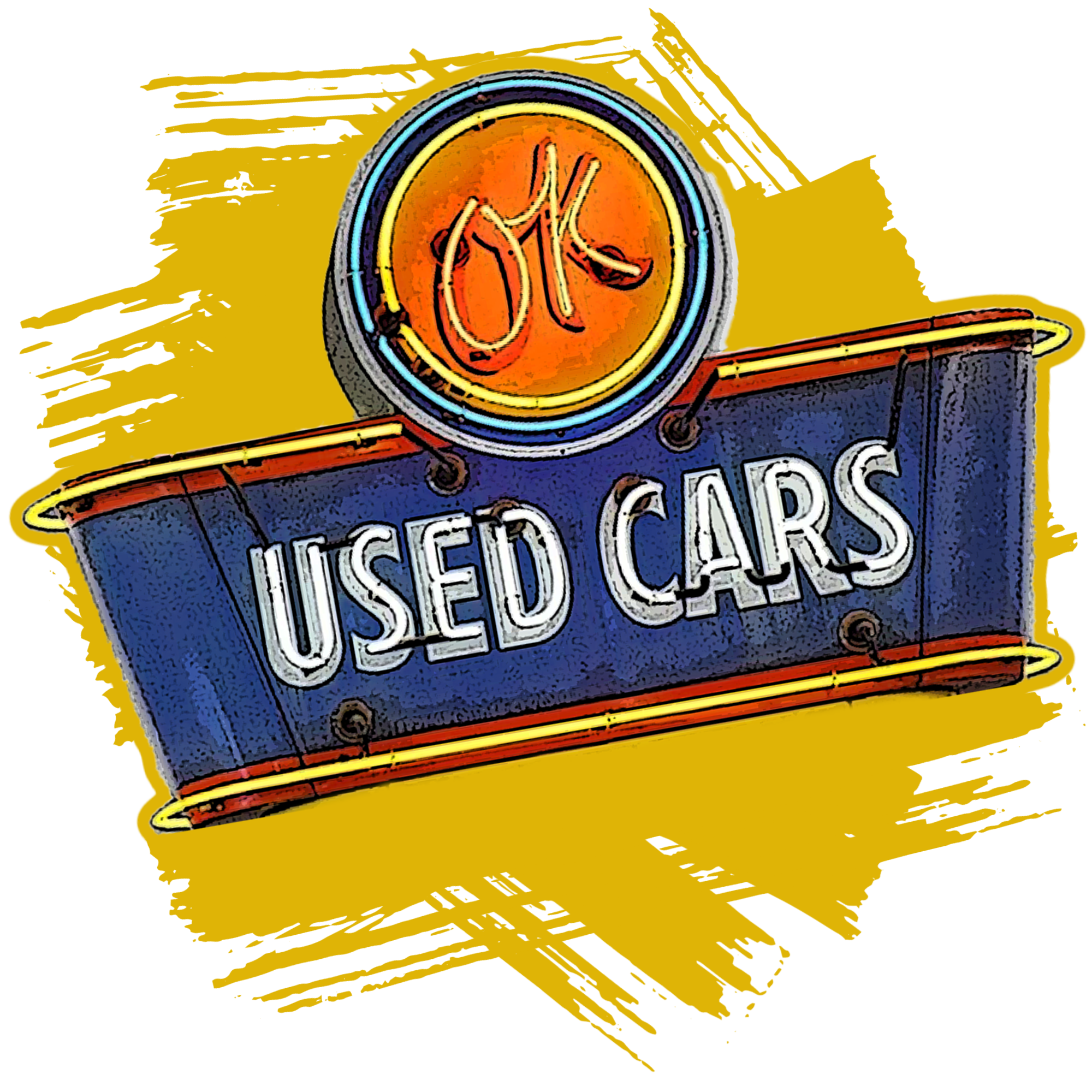 OK Used Cars Neon Vintage Sign - Image