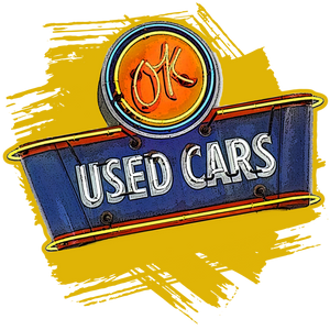 OK Used Cars Neon Vintage Sign - Image