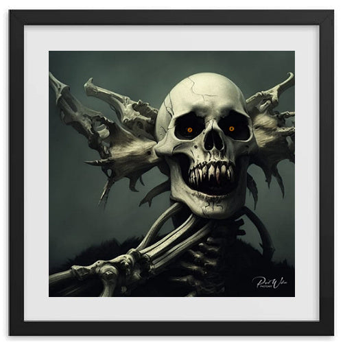 Spooky Skeleton Framed Photo Poster - 16" x 16"