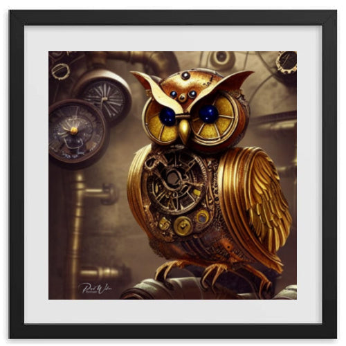 Steampunk Owl Framed Photo Poster - 16" x 16"