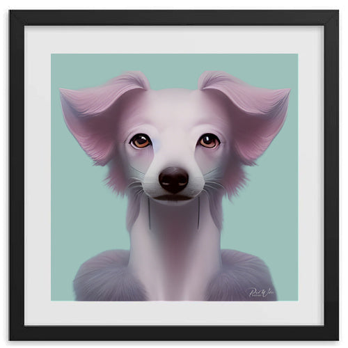 Triadic Pastel Tones, Beautiful Whippet Dog Framed Photo Poster  - 16" x 16"