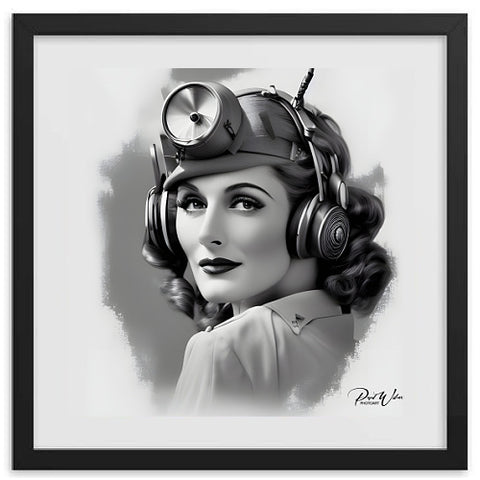 Woman Airline Pilot, Portrait, 1944 - Framed Photo Poster - 16" x 16"