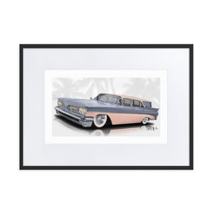1959 Pontiac Catalina Safari Wagon Matte Paper Framed Poster w/Mat 18" x 24"