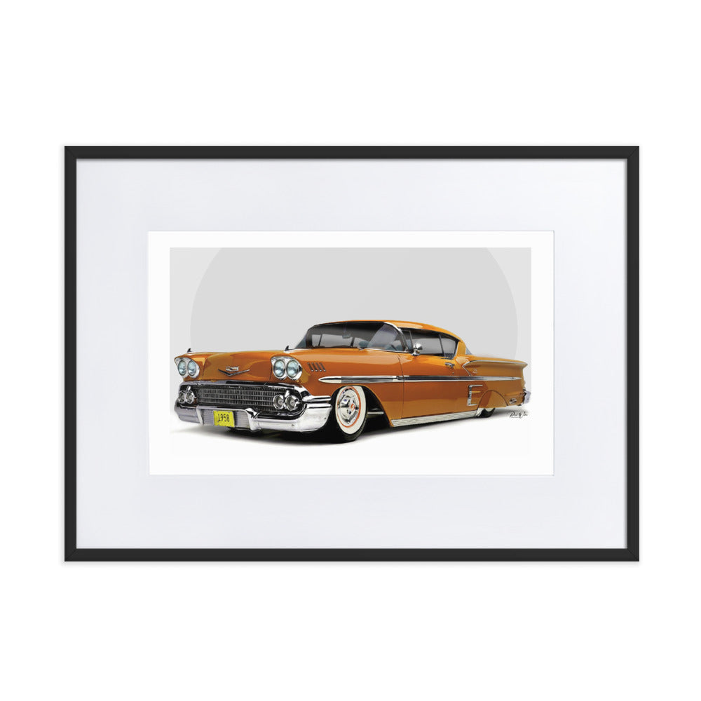 1958 Chevrolet Bel Air Impala Matte Paper Framed Poster With Mat