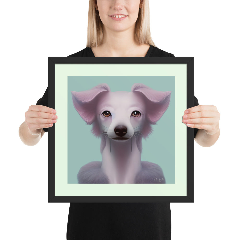 Triadic Pastel Tones, Beautiful Whippet Dog Framed Photo Poster  - 16" x 16"