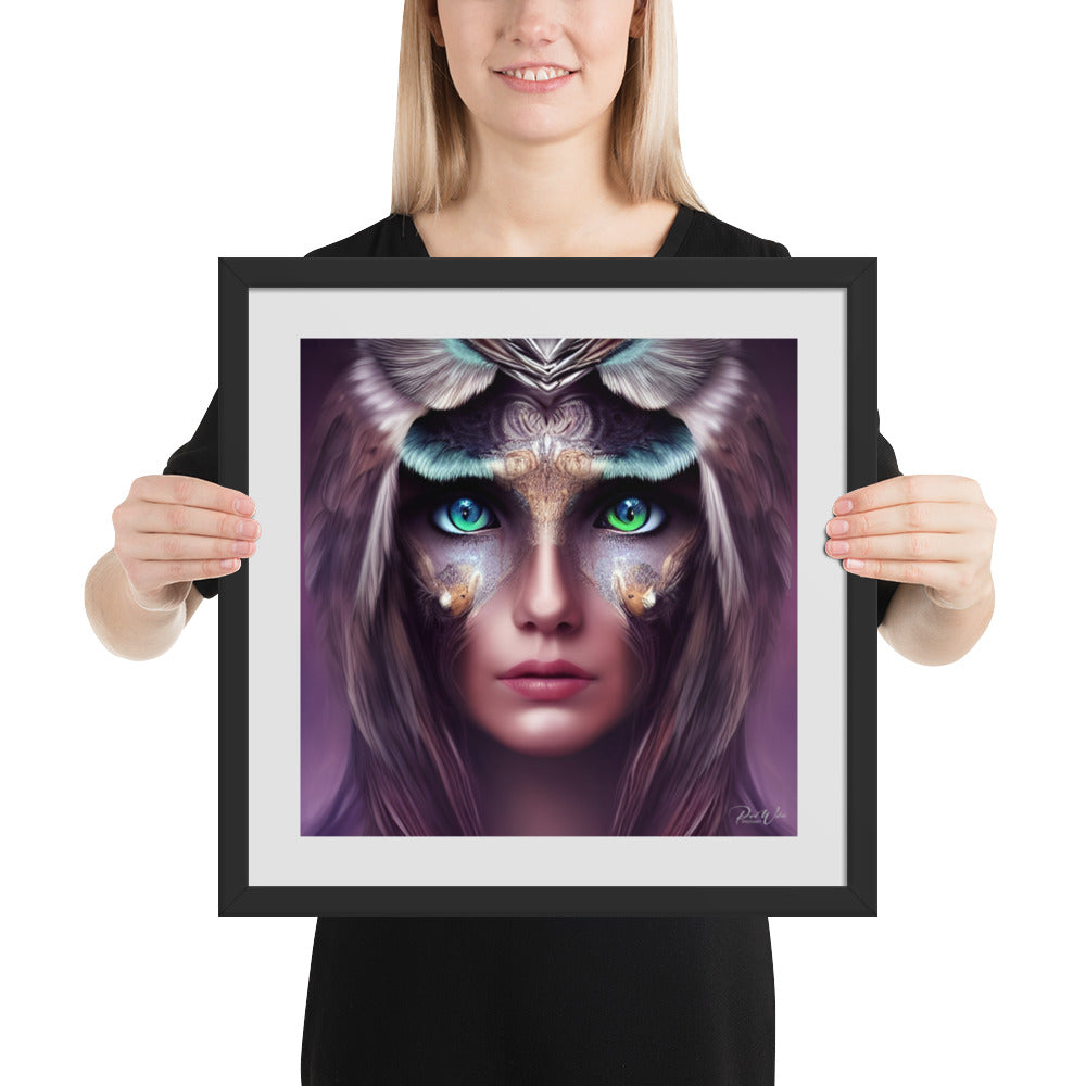 Owl Woman Framed Photo Poster - 16" x 16"