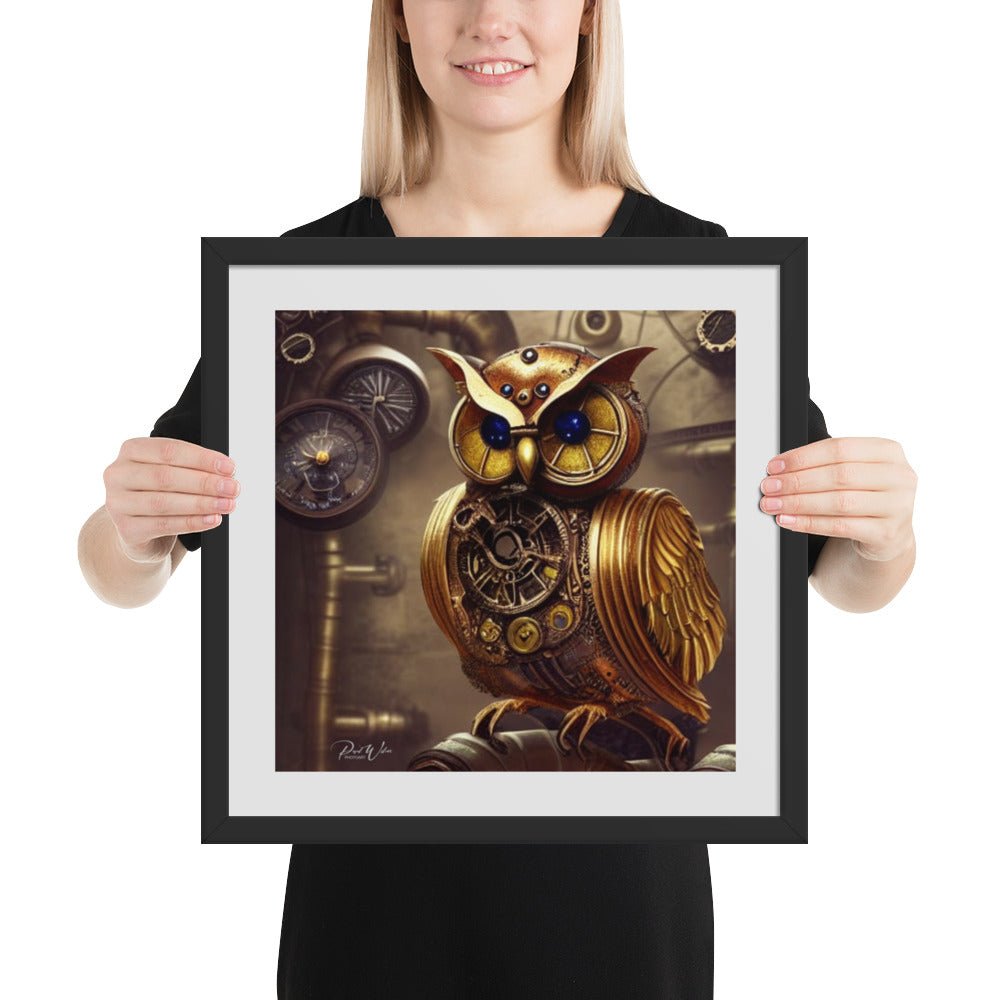 Steampunk Owl Framed Photo Poster - 16" x 16"