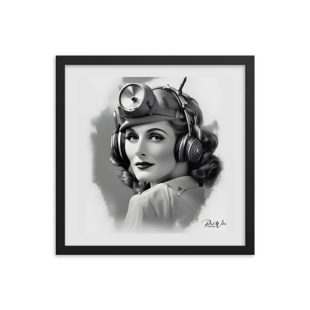 Woman Airline Pilot, Portrait, 1944 - Framed Photo Poster - 16" x 16"