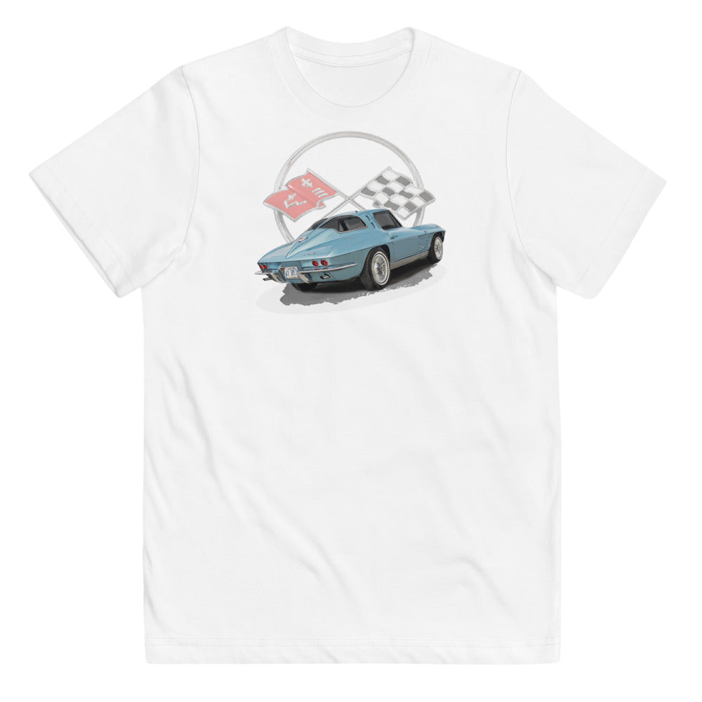 1963 Corvette White Youth Jersey T-Shirt